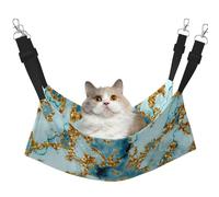 InOmak Glitter Gold Teal Marble Textured,Cat Hanging Hammock Soft Double Sided Hanging Bed for Small Dogs Pet,L