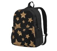 InOmak Gold And Bronze Bright Stars, Backpack With Pockets Casual Daypack Water Resistant School Bag for Travelling, Hiking, or Camping