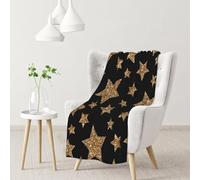 InOmak Gold And Bronze Bright Stars,Soft Blanket Warm Anti-Pilling Flannel Plush Throw Blanket 76 X 102 cm