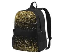 InOmak Gold Glitter Pattern, Backpack With Pockets Casual Daypack Water Resistant School Bag for Travelling, Hiking, or Camping