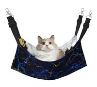 InOmak Gold White Marble Wave Navy Blue,Cat Hanging Hammock Soft Double Sided Hanging Bed for Small Dogs Pet,M