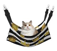 InOmak Golden Crown Glitter With Black And White Stripes,Cat Hanging Hammock Soft Double Sided Hanging Bed for Small Dogs Pet,M