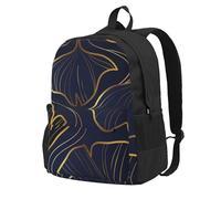 InOmak Gradient Golden Linear With Ginkgo Biloba Leaves, Backpack With Pockets Casual Daypack Water Resistant School Bag for Travelling, Hiking, or Camping