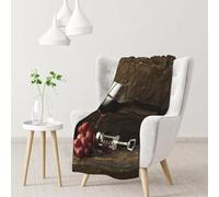 InOmak Grapes Bottle And Glass Of Red Wine,Soft Blanket Warm Anti-Pilling Flannel Plush Throw Blanket 76 X 102 cm