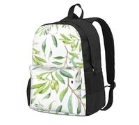 InOmak Green Leaf Artistic Olive Tree Print, Backpack With Pockets Casual Daypack Water Resistant School Bag for Travelling, Hiking, or Camping