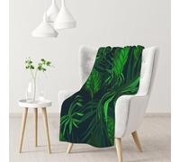 InOmak Green Tropical Jungle Plant Printed,Soft Blanket Warm Anti-Pilling Flannel Plush Throw Blanket 76 X 102 cm