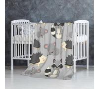 InOmak Grey Background Hedgehogs Mice Raccoon,Soft Blanket Warm Anti-Pilling Flannel Plush Throw Blanket 76 X 127 cm