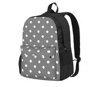 InOmak Grey White Polka Dots, Backpack With Pockets Casual Daypack Water Resistant School Bag for Travelling, Hiking, or Camping