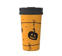 InOmak Halloween Pumpkin Orange,500ml Coffee Mug Insulated Stainless Steel Water Bottle Portable Coffee Cup
