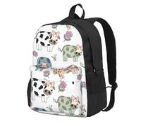 InOmak Hand Drawn Cartoon Cow, Backpack With Pockets Casual Daypack Water Resistant School Bag for Travelling, Hiking, or Camping