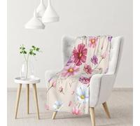 InOmak Hand Drawn Cosmos Flower Pattern,Soft Blanket Warm Anti-Pilling Flannel Plush Throw Blanket 76 X 102 cm