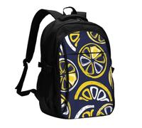 InOmak Hand-drawn Lemon, Lemon Slices, Fruit Pattern, Travel Backpack Casual School Bags Laptop Rucksack With USB Charging Port For Men Women