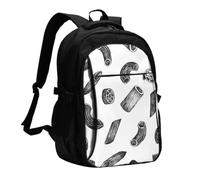 InOmak Hand Drawn Pasta, Travel Backpack Casual School Bags Laptop Rucksack With USB Charging Port For Men Women