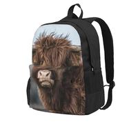 InOmak Highland Cow Scottish Wildlife, Backpack With Pockets Casual Daypack Water Resistant School Bag for Travelling, Hiking, or Camping