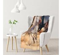 InOmak Horse Running In The Desert,Soft Blanket Warm Anti-Pilling Flannel Plush Throw Blanket 76 X 102 cm