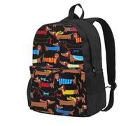 InOmak I Love My Dog Dachshunds Print, Backpack With Pockets Casual Daypack Water Resistant School Bag for Travelling, Hiking, or Camping
