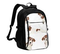 InOmak Jack Russell Terrier Dog Pattern, Travel Backpack Casual School Bags Laptop Rucksack With USB Charging Port For Men Women
