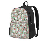 InOmak Jack Russell Terrier Floral, Backpack With Pockets Casual Daypack Water Resistant School Bag for Travelling, Hiking, or Camping