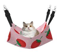 InOmak Kawaii Pink Strawberry Print,Cat Hanging Hammock Soft Double Sided Hanging Bed for Small Dogs Pet,L