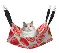 InOmak Kawaii Pink Strawberry Print,Cat Hanging Hammock Soft Double Sided Hanging Bed for Small Dogs Pet,M