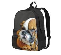 InOmak Kneeling English Bulldog, Backpack With Pockets Casual Daypack Water Resistant School Bag for Travelling, Hiking, or Camping