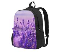 InOmak Lavender Flower Purple Landscape Scenery, Backpack With Pockets Casual Daypack Water Resistant School Bag for Travelling, Hiking, or Camping