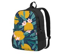 InOmak Lemon Tropical Flower Floral, Backpack With Pockets Casual Daypack Water Resistant School Bag for Travelling, Hiking, or Camping
