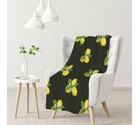 InOmak Lemon With Branch And Lilies Bouquet Black,Soft Blanket Warm Anti-Pilling Flannel Plush Throw Blanket 76 X 102 cm
