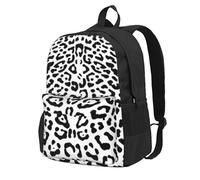 InOmak Leopard Black White, Backpack With Pockets Casual Daypack Water Resistant School Bag for Travelling, Hiking, or Camping