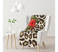 InOmak Leopard Hibiscus Flower,Soft Blanket Warm Anti-Pilling Flannel Plush Throw Blanket 76 X 102 cm