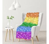 InOmak Lgbt Sparkle Glitter Pride Flag,Soft Blanket Warm Anti-Pilling Flannel Plush Throw Blanket 76 X 102 cm