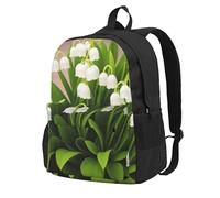 InOmak Lily Of The Valley Flower Print, Backpack With Pockets Casual Daypack Water Resistant School Bag for Travelling, Hiking, or Camping