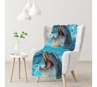 InOmak Lovely Dolphin Printed,Soft Blanket Warm Anti-Pilling Flannel Plush Throw Blanket 76 X 102 cm
