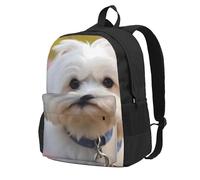 InOmak Lovely Maltese Dog Print, Backpack With Pockets Casual Daypack Water Resistant School Bag for Travelling, Hiking, or Camping