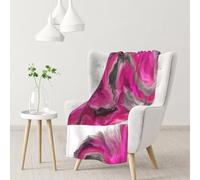 InOmak Magenta Black Grey Jewel Tone Fluid Art Swirl,Soft Blanket Warm Anti-Pilling Flannel Plush Throw Blanket 76 X 102 cm