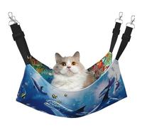 InOmak Marine Life Blue Sea World Coral Dolphin,Cat Hanging Hammock Soft Double Sided Hanging Bed for Small Dogs Pet,M