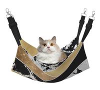 InOmak Modern Gold Black White Glitter Marble Geometric Art,Cat Hanging Hammock Soft Double Sided Hanging Bed for Small Dogs Pet,L