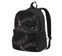 InOmak Music Note Musical Score Black Sheet Music, Backpack With Pockets Casual Daypack Water Resistant School Bag for Travelling, Hiking, or Camping