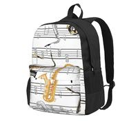 InOmak Music Notes Saxophones, Backpack With Pockets Casual Daypack Water Resistant School Bag for Travelling, Hiking, or Camping