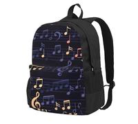 InOmak Music-Seamless-Pattern, Backpack With Pockets Casual Daypack Water Resistant School Bag for Travelling, Hiking, or Camping