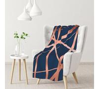 InOmak Navy And Copper Luxe,Soft Blanket Warm Anti-Pilling Flannel Plush Throw Blanket 76 X 102 cm