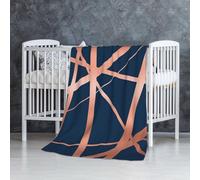 InOmak Navy And Copper Luxe,Soft Blanket Warm Anti-Pilling Flannel Plush Throw Blanket 76 X 127 cm