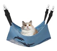 InOmak Ocean Wave Dolphins,Cat Hanging Hammock Soft Double Sided Hanging Bed for Small Dogs Pet,M