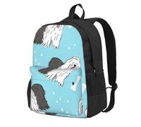 InOmak Old English Sheepdog Pattern, Backpack With Pockets Casual Daypack Water Resistant School Bag for Travelling, Hiking, or Camping