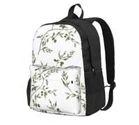 InOmak Olive Branch Hand Drawn Food And Drink, Backpack With Pockets Casual Daypack Water Resistant School Bag for Travelling, Hiking, or Camping