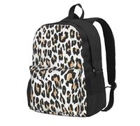InOmak Orange Leopard Print On White Animals Wildlife, Backpack With Pockets Casual Daypack Water Resistant School Bag for Travelling, Hiking, or Camping