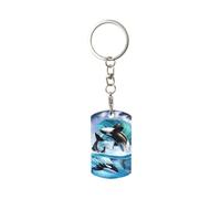 InOmak Orca Killer Whales Wave, Rectangular Metal Keychain, Metal Keychains Keyring Key Chain Ring Holder Organizer 1 pc