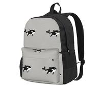 InOmak Orca Whale Seamless Pattern Cartoon Style, Backpack With Pockets Casual Daypack Water Resistant School Bag for Travelling, Hiking, or Camping