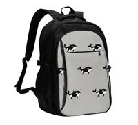 InOmak Orca Whale Seamless Pattern Cartoon Style, Travel Backpack Casual School Bags Laptop Rucksack With USB Charging Port For Men Women