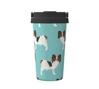 InOmak Papillon Dogs Cute Toy Spaniel Dog,500ml Coffee Mug Insulated Stainless Steel Water Bottle Portable Coffee Cup